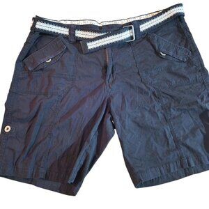 Suko Jeans Black Cargo Shorts with Belt Women's 16W Utility Pockets